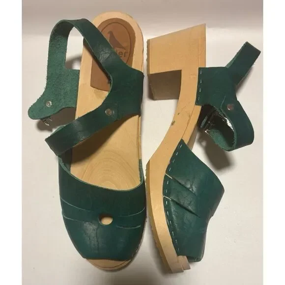 Stylish Green Leather Mules by Lotta From Stockholm - Picture 3 of 9
